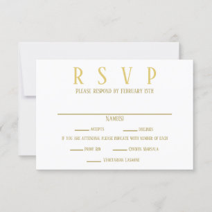 Dourado simples - Convite para opções de RSVP/Jant