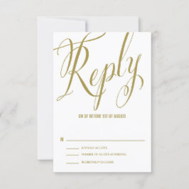 Dourado Sr. Cartão RSVP de Casamento de Script da
