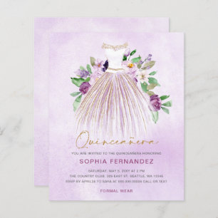 Dourado Sujeito Roxo Quinceañera Convite