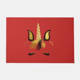 Dourado tapete de porta escura Unicorn