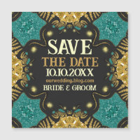 Dourado Teal Black Funky Tribal Salve a Data