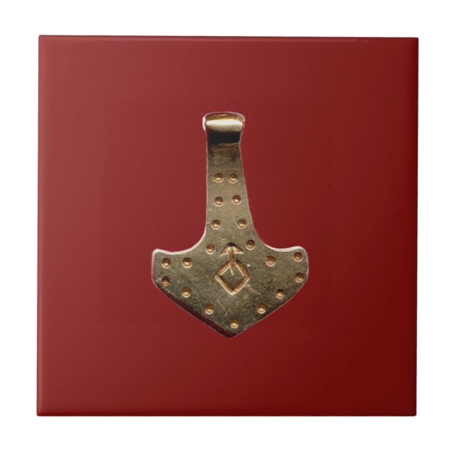 Dourado Thor Hammer - azulejo vermelho (Frente)