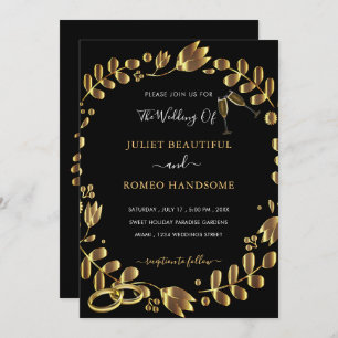 Dourado Tulipas Negra Convite para Casamento - Cha