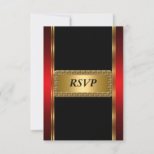 Dourado  vermelho Preto Art Déco RSVP (Frente)