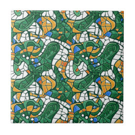 Dourado Vibrante e Mosaico de Desenho Animado Verd