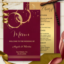 Dourado Vinho, Confetti, Menu de Casamento