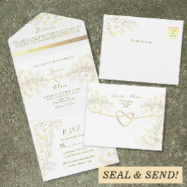Dourado Vintage Floral Casamento