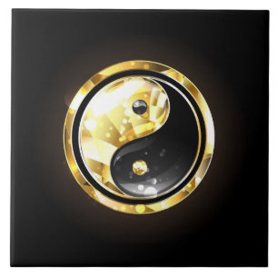 Dourado Yin Yang a preto