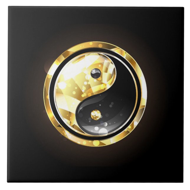 Dourado Yin Yang a preto (Frente)