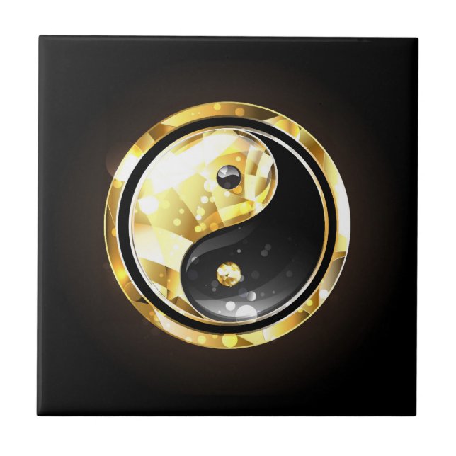 Dourado Yin Yang a preto (Frente)