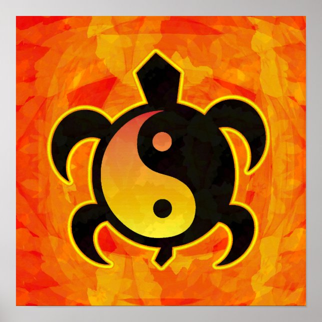 Dourado Yin Yang Turtle Poster (Frente)
