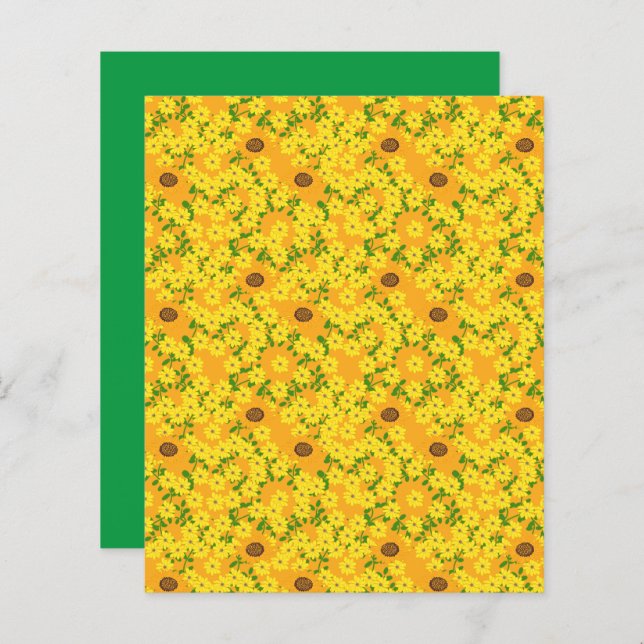 Dourados Sunflower Yellow Daisies Scrapbook Paper (Frente/Verso)