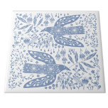 Dove Bird Blue<br><div class="desc">A arte folclórica azul e branca faz pombas para paz e esperança. Arte original de Nic Squirrell.</div>