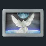 Dove of Peace over Earth from Space<br><div class="desc">Uma Porta Branca de Paz espalha suas asas sobre o Planeta Terra à medida que o sol sobe acima do horizonte da Terra com a Lua ao fundo. Um céu estrelado e o brilho azul brilhante do mundo visto do espaço é uma bela imagem da Paz para o Natal, o...</div>