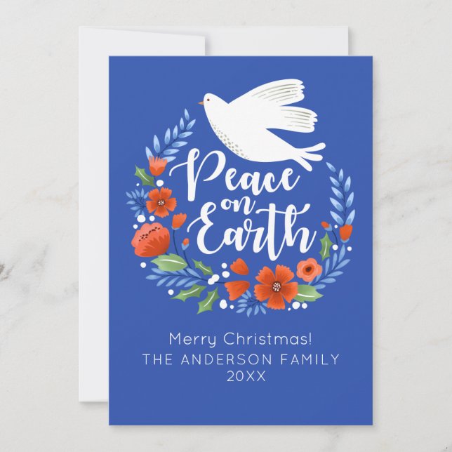 Dove Peace on Earth Natal Holiday Cartão com fotos (Frente)