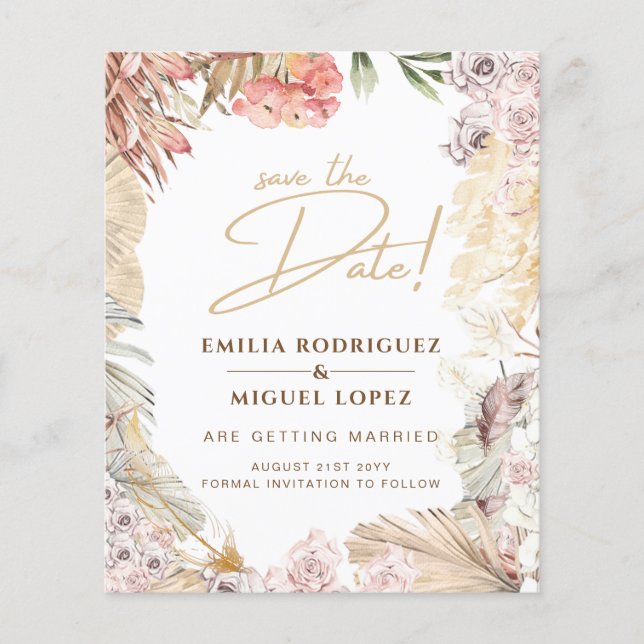 Download digital do Convite de casamento BOHO BOHO (Frente)