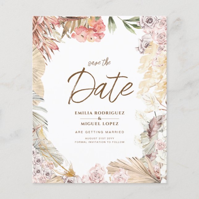 Download digital do Convite de casamento BOHO BOHO (Frente)