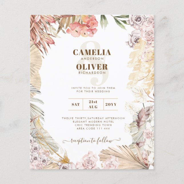 Download digital do Convite de casamento BOHO BOHO (Frente)