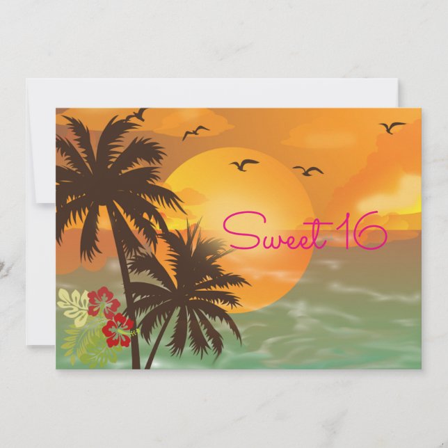 Doze Anos, Tropical, Convite de Luau Havaiano (Frente)