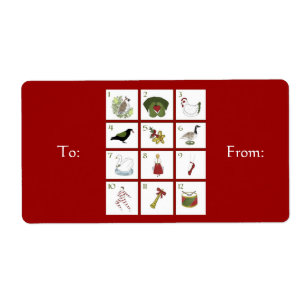 Doze dias de etiquetas do presente do Natal