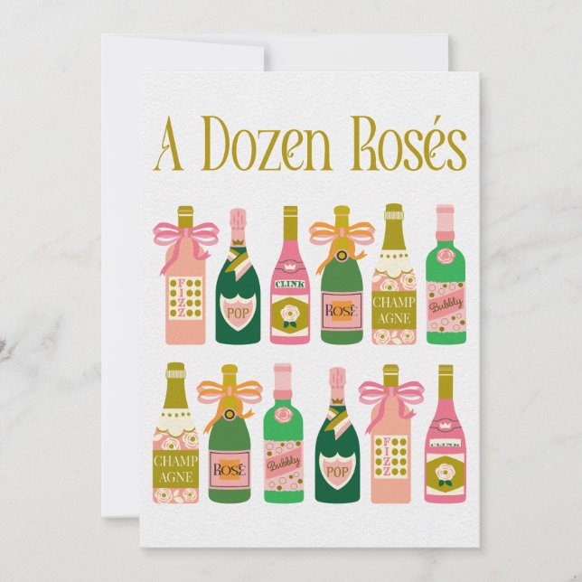 Dozen Rosés Pink Champagne Botles Pop Fizz Clink (Frente)