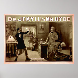Dr. Jekyll e Sr. Hyde Poster vintage na Canvas 2