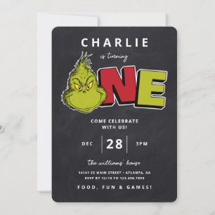Dr. Seuss Grinch 1º Aniversário - Quadro Negro
