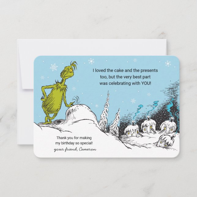 Dr. Seuss | Grinch Inverno Aniversário Agradecimen (Frente)