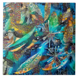 Dracaena Abstrato Calm Blue azulejo