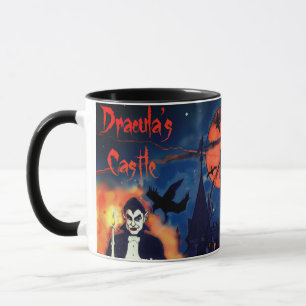 Dracula e caneca do Dia das Bruxas do castelo
