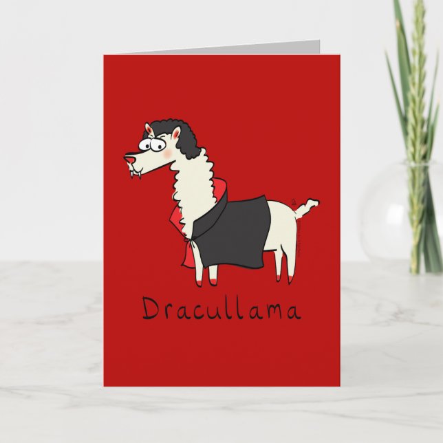 Dracullama - Cartão de Boas Festas Divertido de Ll (Frente)