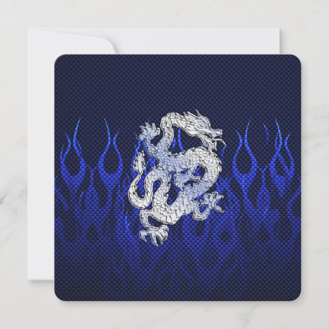 Dragão Azul em Estilos de Fibra de Carbono Cromado (Frente)