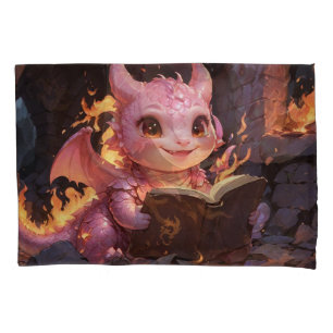 Dragão-Bebê Rosa Lê Livro