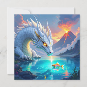 Dragão branco surreal e peixe Dourado