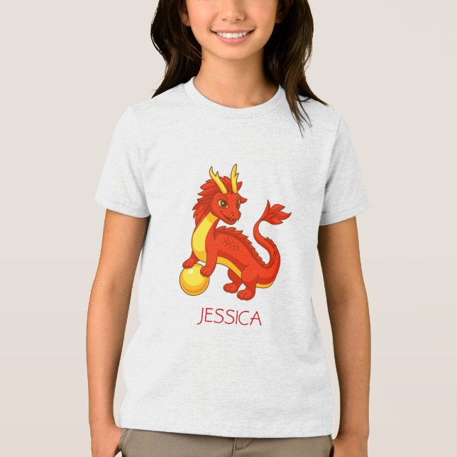 Dragão Chinês Vermelho Nome Personalizado (Frente)
