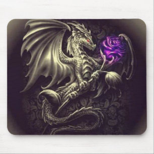 Dragão com rosa Mousepad do roxo