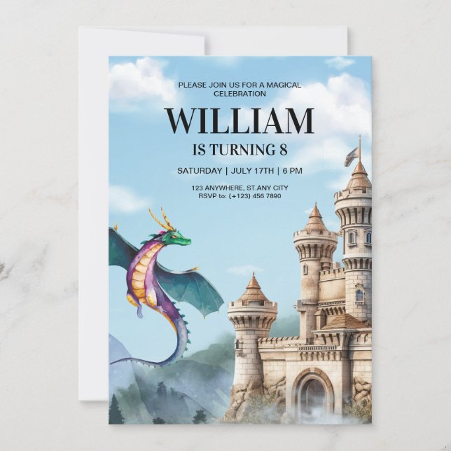 Dragão Convite de aniversário Jurássico Aniversári (Frente)