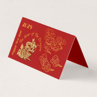 Dragão cortado em papel chinês ouro Ano 2024 HBC01