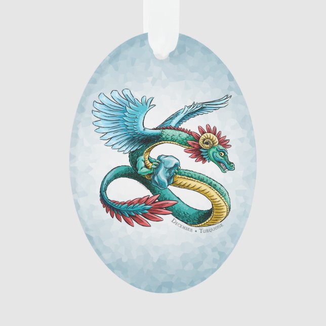 Dragão de Birthstone de dezembro: Ornamento Turque (Frente)