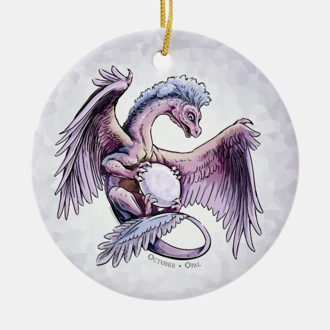 Dragão de Birthstone de outubro: Ornamento Opal (Frente)