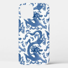 Dragão de Chinoiserie Azul e Branco