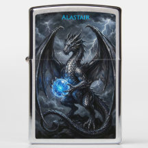 Dragão de Obsidiana Tempestade de Raios Orbe Azul 