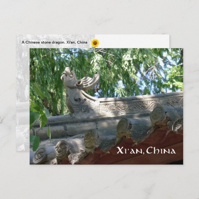 Dragão de Pedra Chinês, Xi'an, China - cartão post (Frente/Verso)