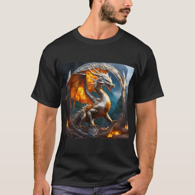 Dragão de Prata: Coleção Mística de Camisas T (Frente)