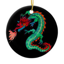 Dragão de respiração do fogo no ornamento do