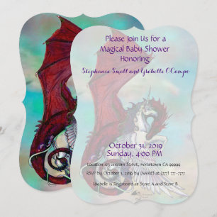 Dragão do vermelho do convite do chá de fraldas 