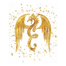 Dragão Dourado no Poster de Estrelas no Fundo Bran