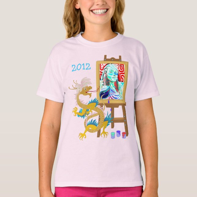 Dragão Dourado pinta sua modelo de camisa retrato (Frente)