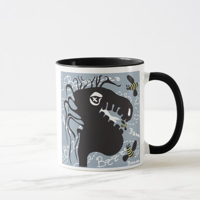 Dragão e abelha 15oz. caneca preta do punho (Direita)