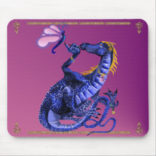 Dragão e borboleta azuis Mousepad